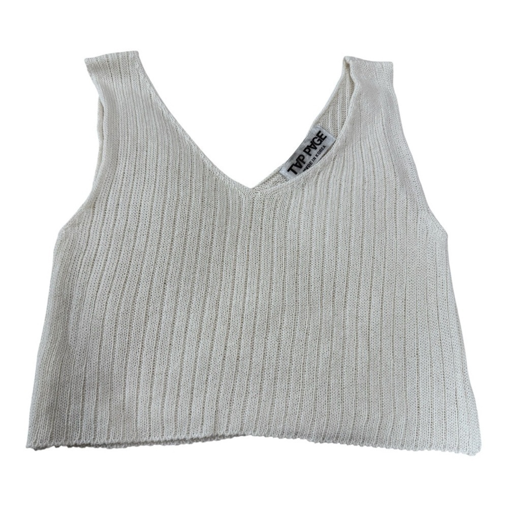 TAP PAGE Cream Knit Tank Top